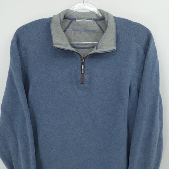Tommy Bahama Sweater Mens XXL Blue Gray 1/4 Zip Reversable Casual Preppy GOlf - Picture 7 of 12